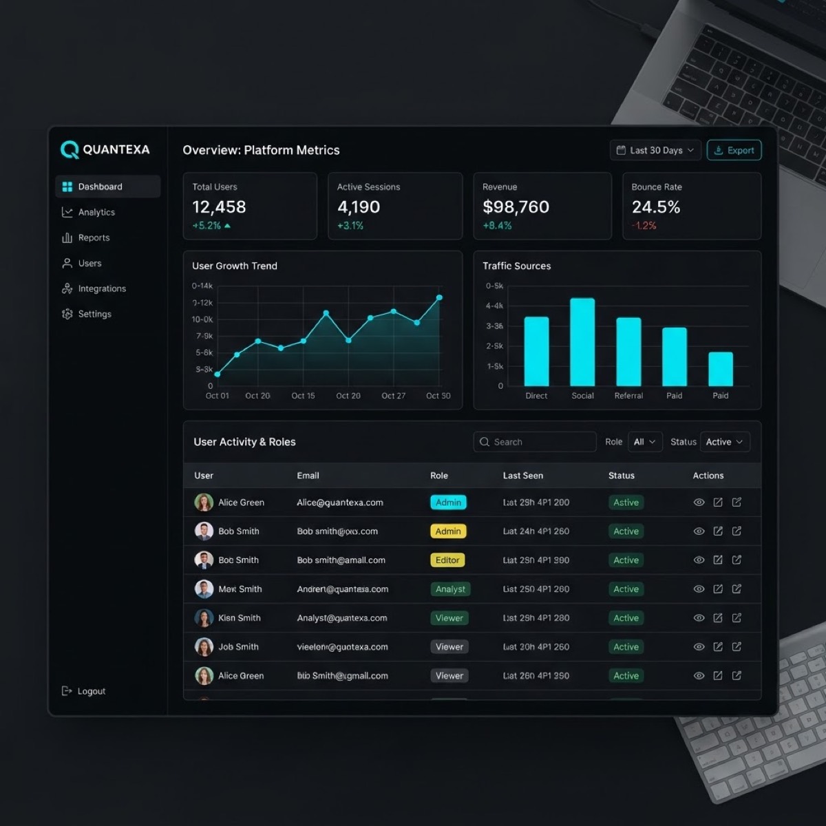 Panel de control de plataforma SaaS